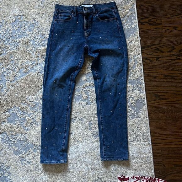 womens GAP best girlfriend high rise dark wash studied jeans - Picture 1 of 5